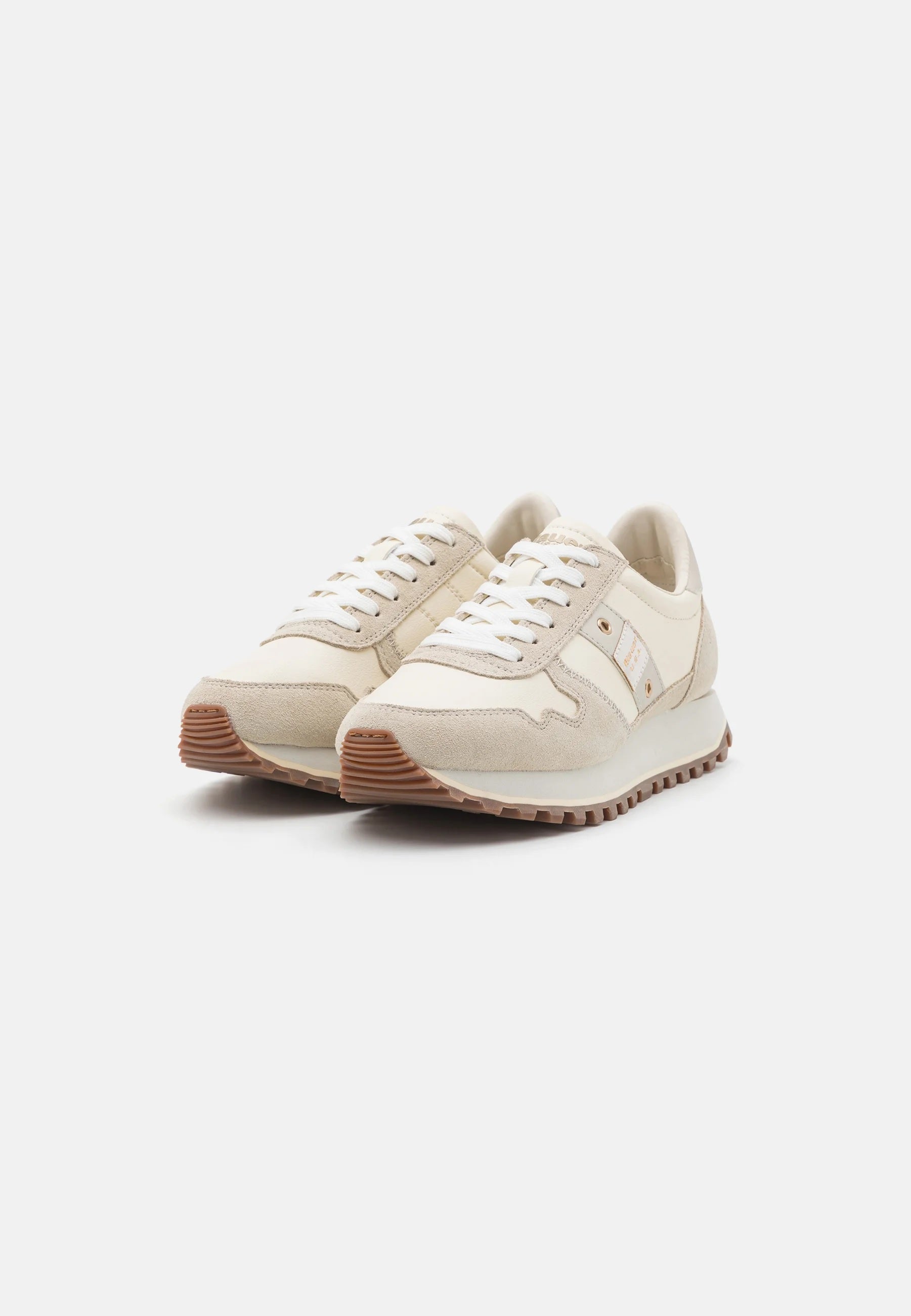 Sneakers Donna "Millen" Cream con Borchie e Dettagli a Contrasto