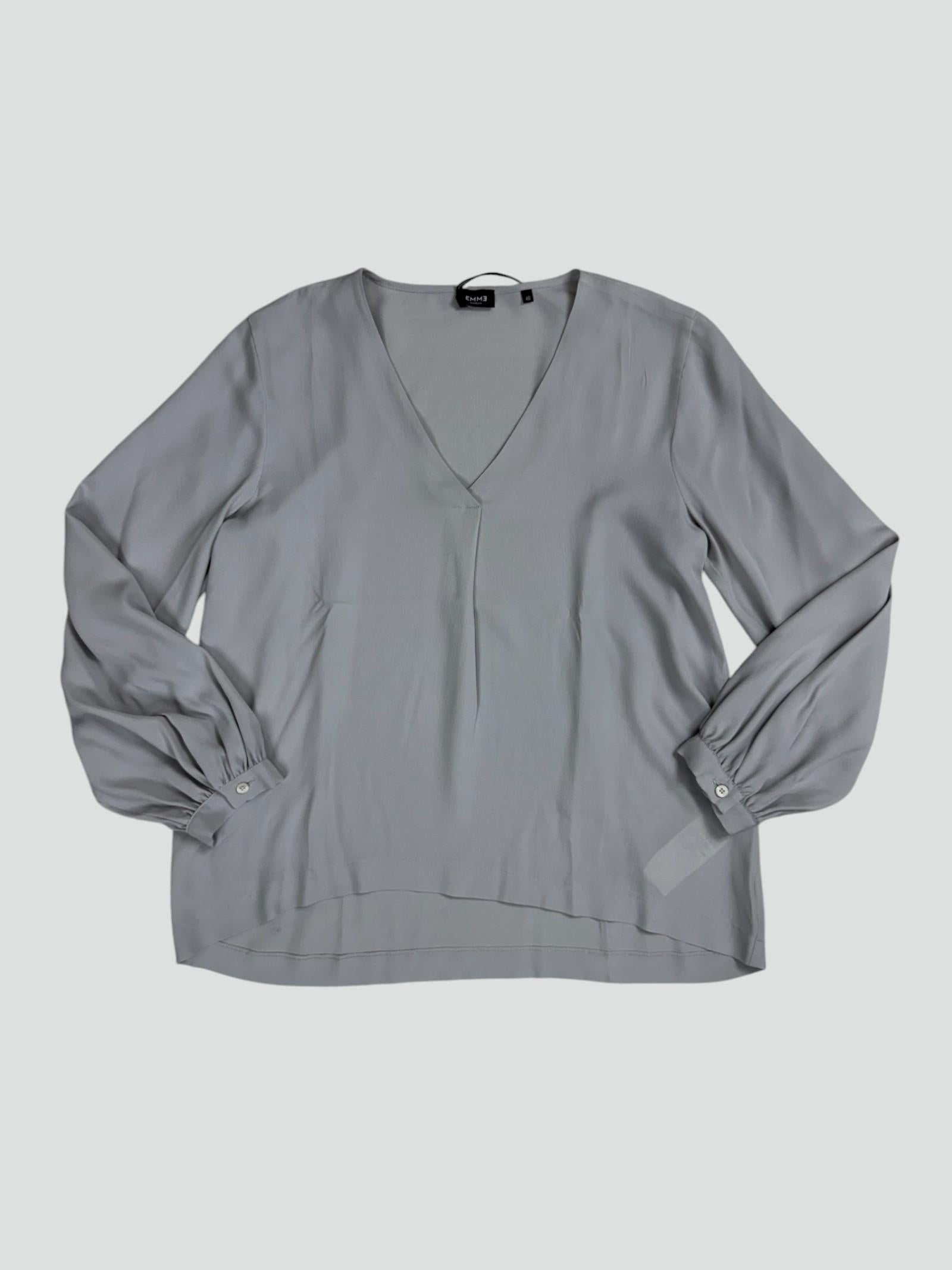 Blusa "Pordoi" perla in Misto Seta con Scollo a V