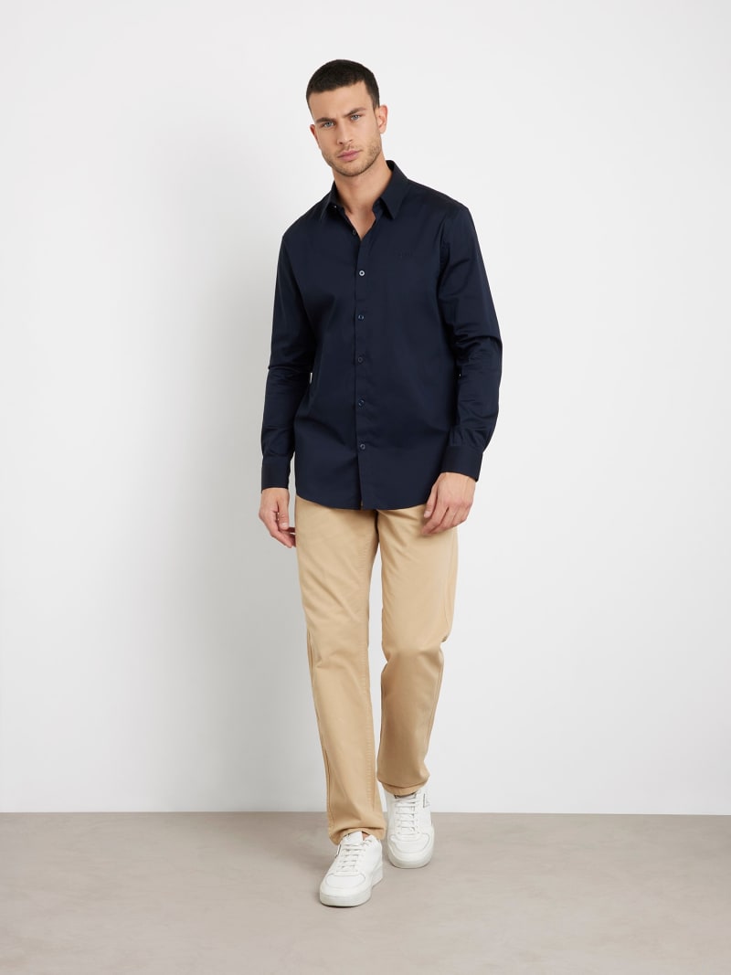 Camicia Slim Fit Blu Scuro - Cotone Stretch con Collo Classico