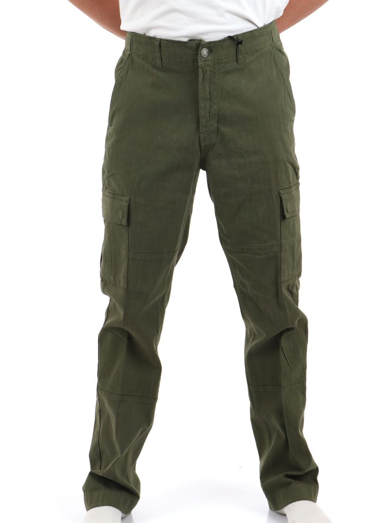Pantaloni Cargo Verde in Tessuto - Regular Fit con Tasche Laterali