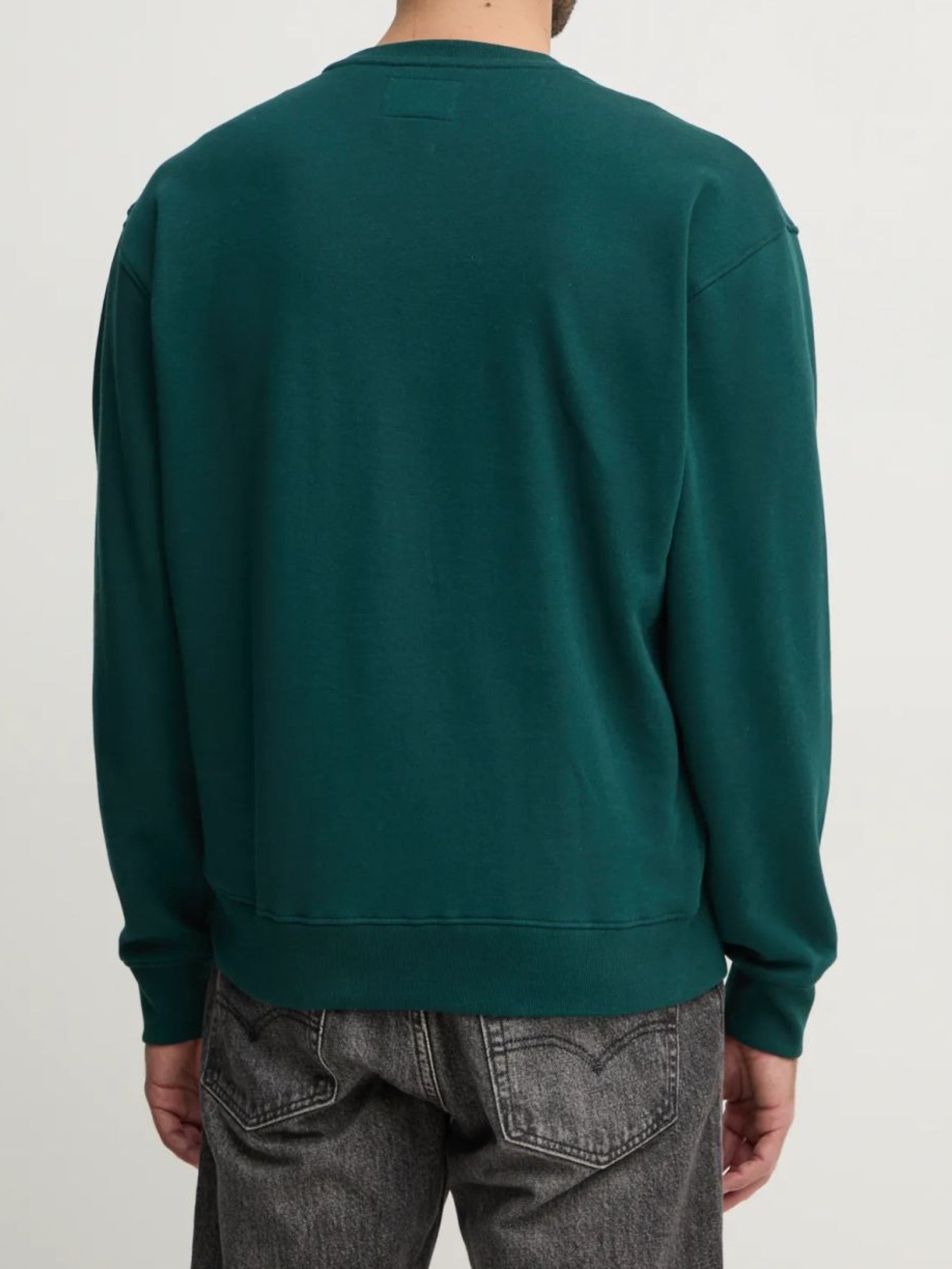 Felpa "Roy Fleece Crest" Verde con Logo Ricamato