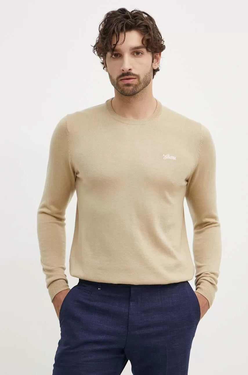 Maglia "Daniel Basic" Sabbia con Logo Ricamato