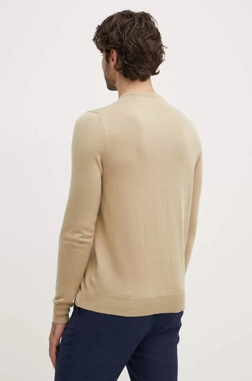 Maglia "Daniel Basic" Sabbia con Logo Ricamato