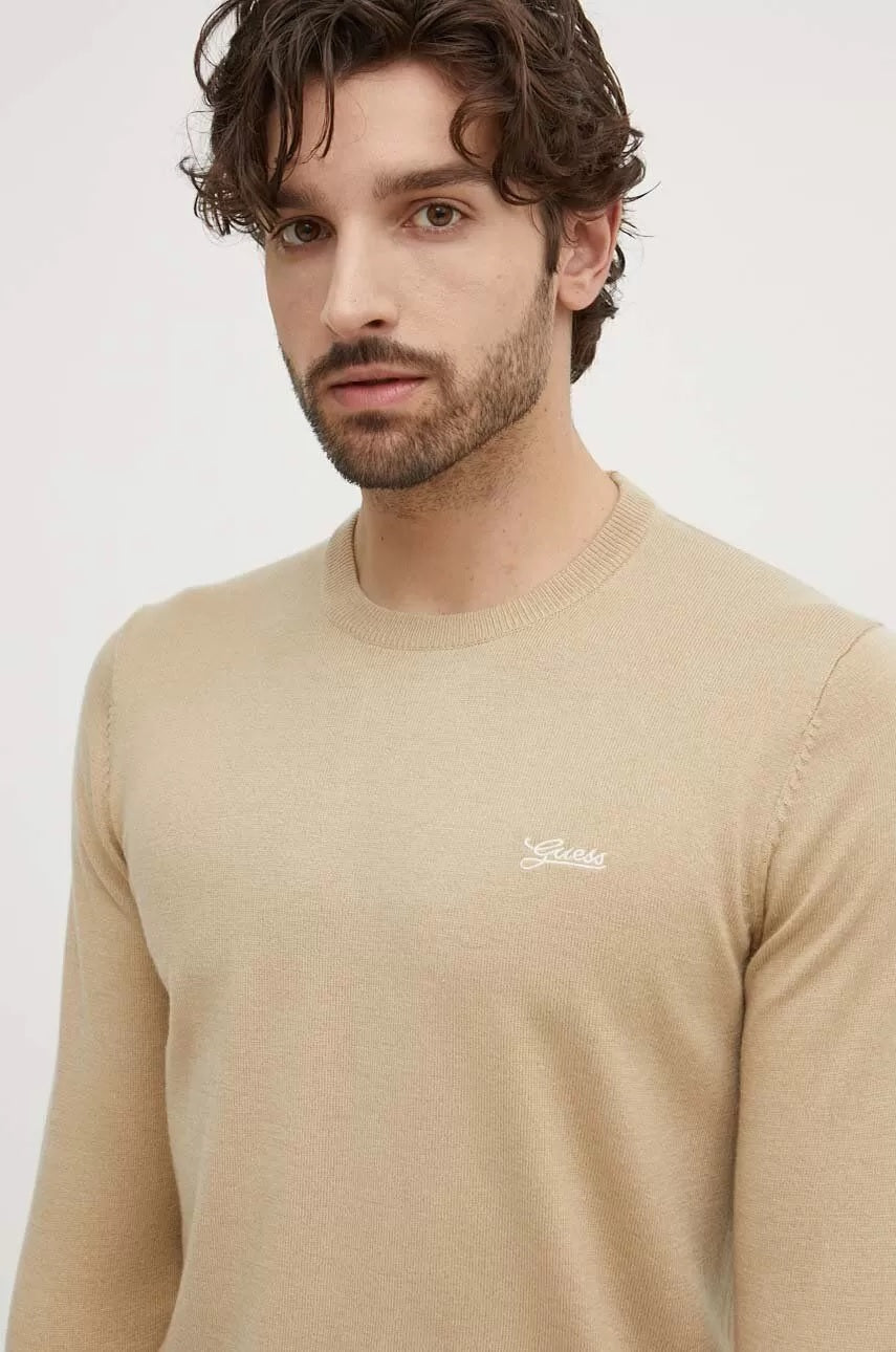 Maglia "Daniel Basic" Sabbia con Logo Ricamato