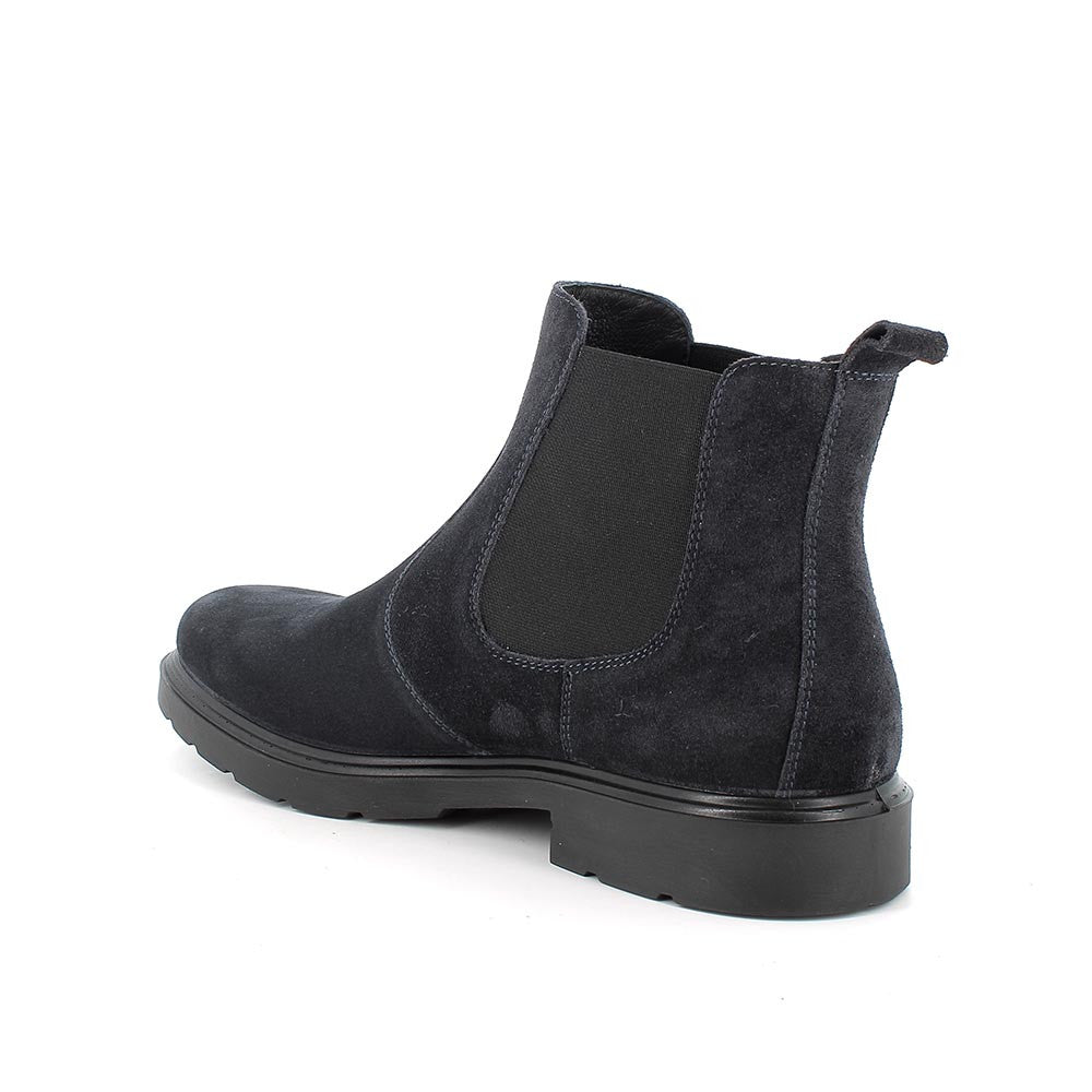 Stivaletti Beatles Uomo Blu Scuro in Pelle con Elastico Laterale