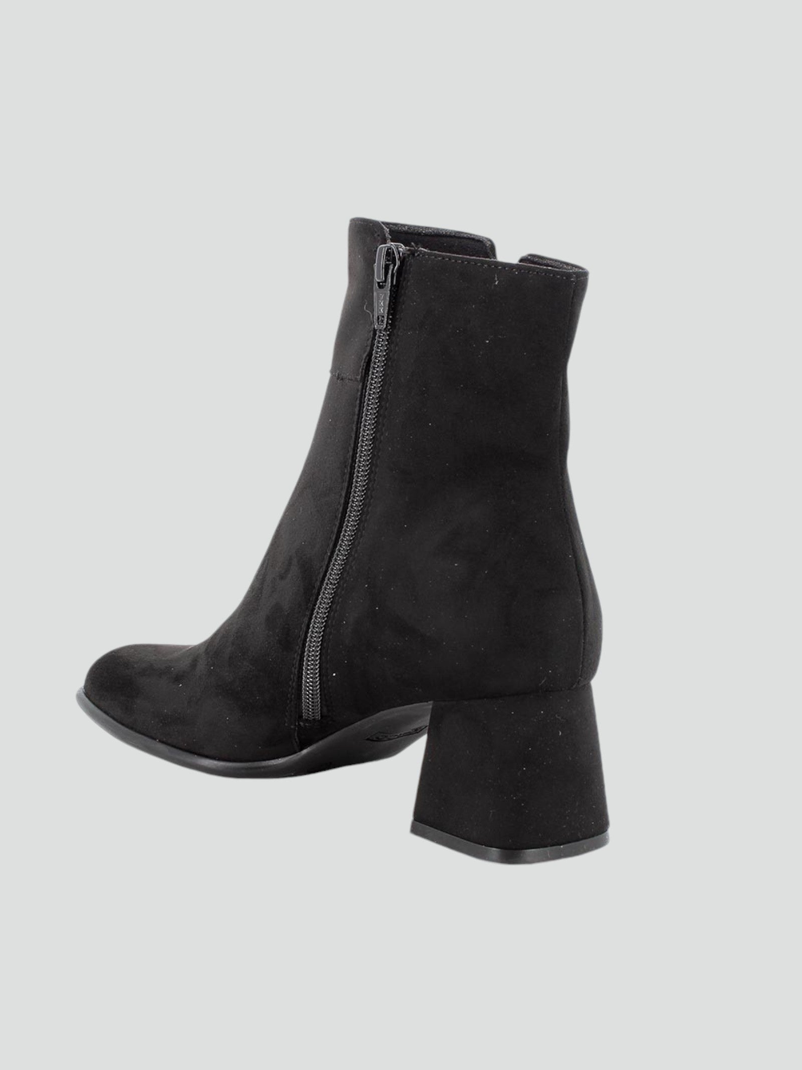 Stivaletti neri con tacco 6 cm in scamosciato sintetico e dettaglio glitter