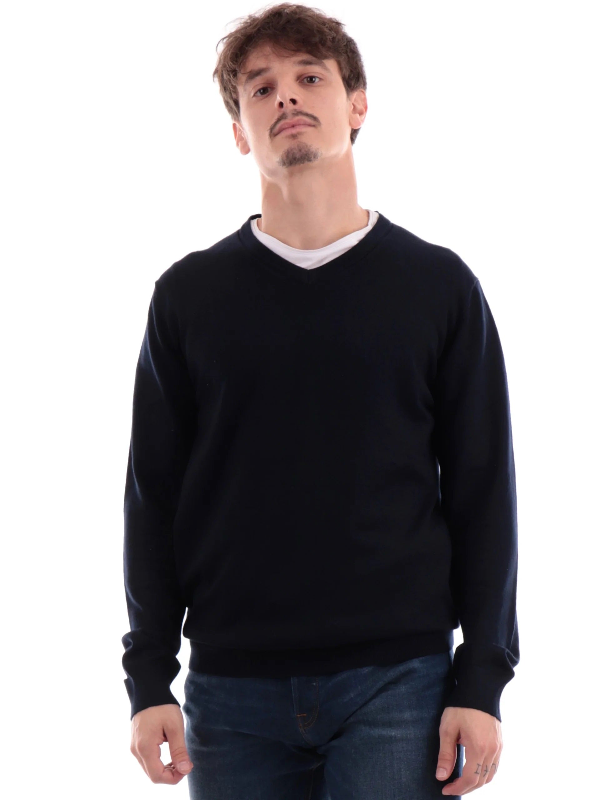Maglioncino Blu a V in viscosa finezza 12