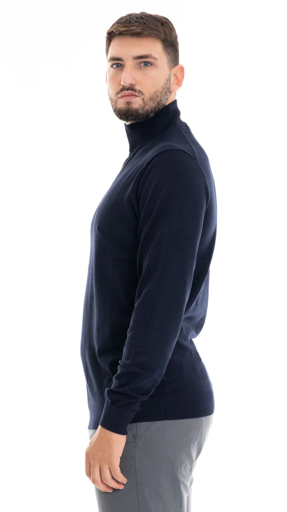 Lupetto Uomo Blu Scuro in Misto Viscosa Finezza 12