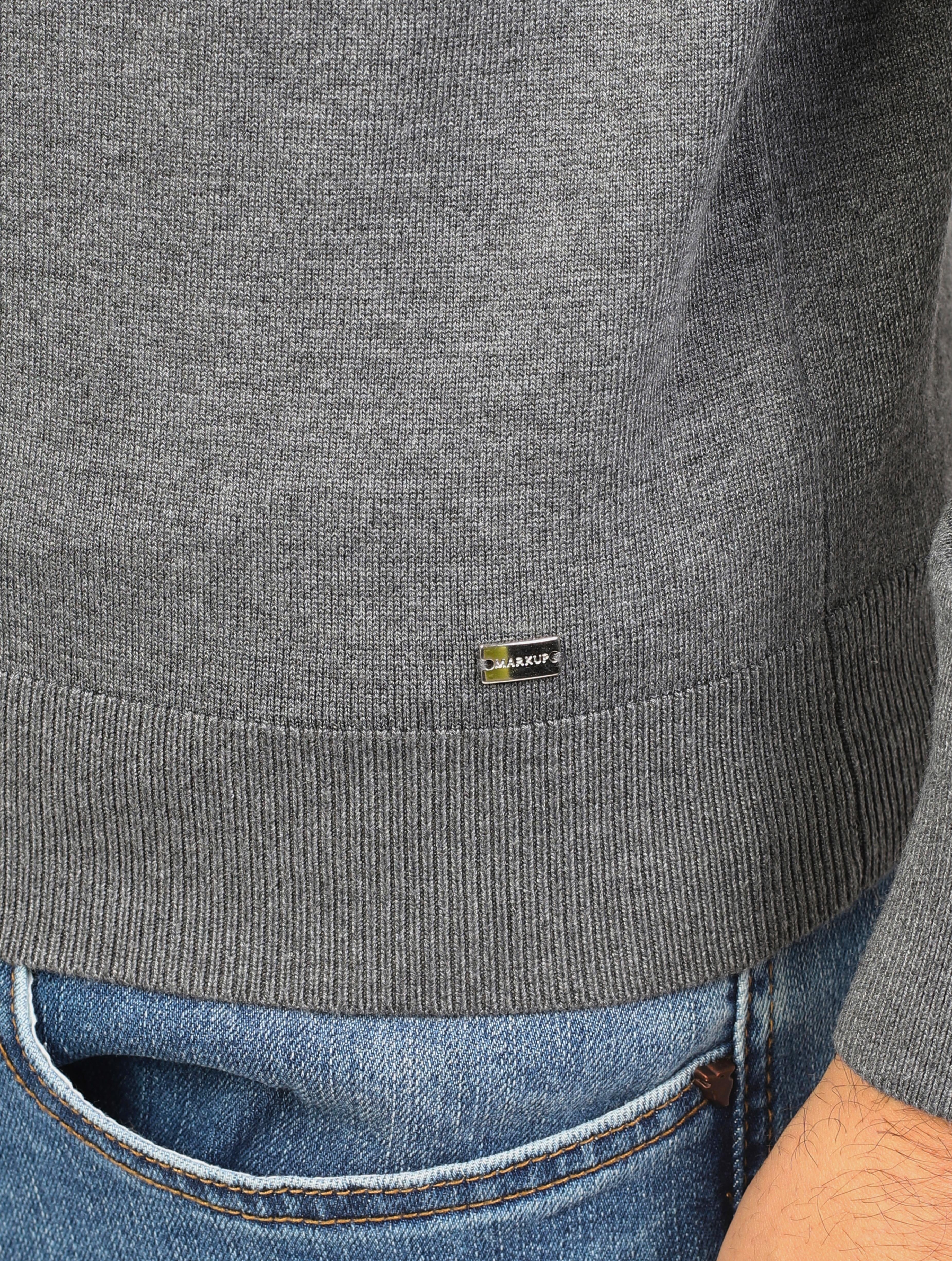 Dolcevita grigio melange in maglia finezza 12