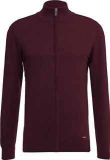 Maglia con zip bordeaux in filato finezza 12 Viscose Blend