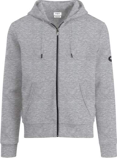 Felpa con cappuccio da uomo grigio melange con zip e tasche frontali