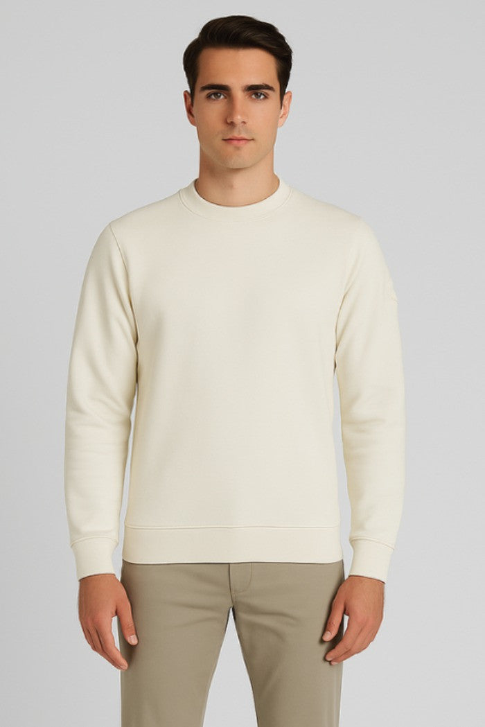 Felpa Girocollo Markup bianco con Patch Gommata sulla Manica