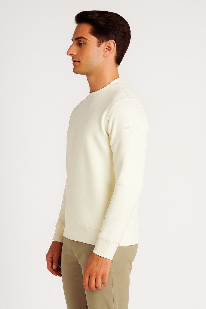 Felpa Girocollo Markup bianco con Patch Gommata sulla Manica