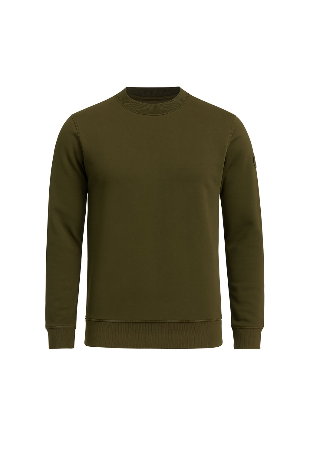 Felpa Girocollo verde militare con Patch Gommata sulla Manica