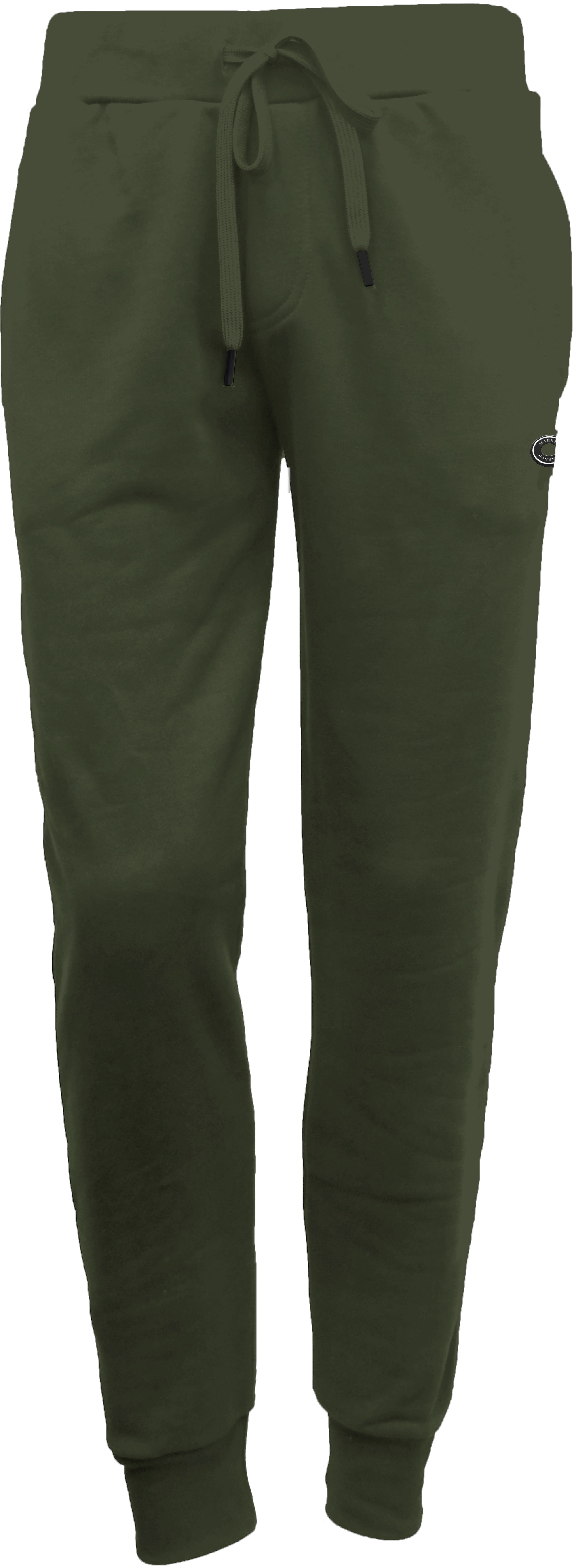 Pantaloni tuta verde militare con patch gommata e fondo elasticizzato