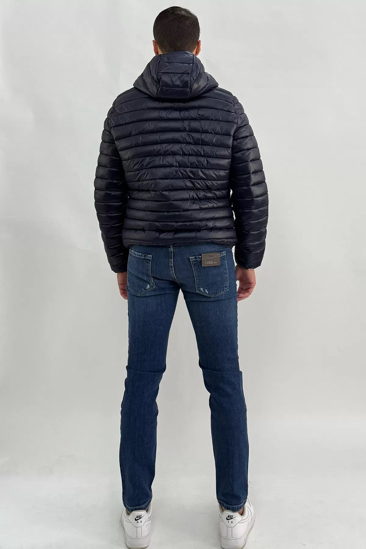 Piumino Blu Uomo con Cappuccio in Nylon Superleggero