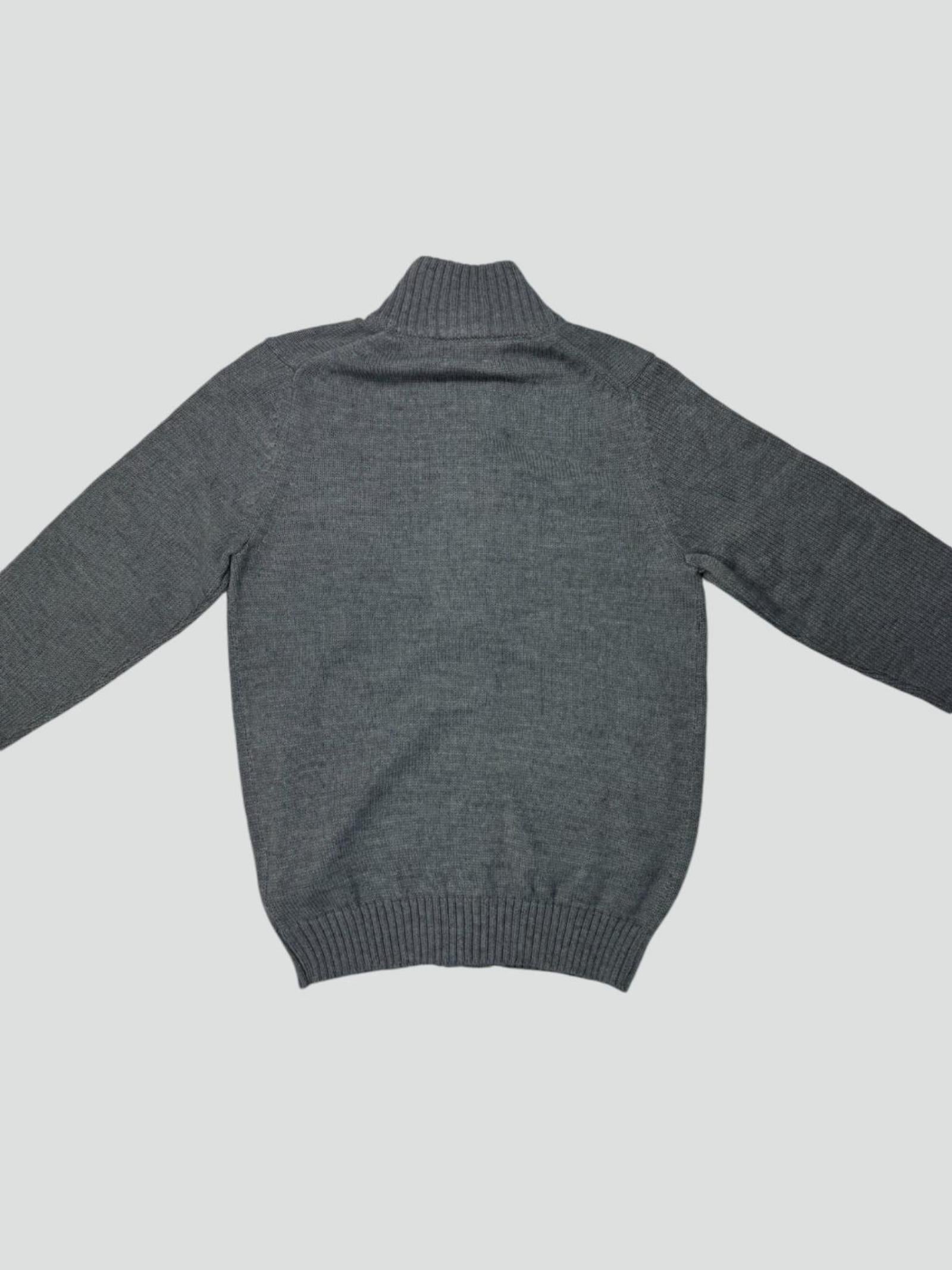 Cardigan grigio melange con Bottoni e Tasche Frontali