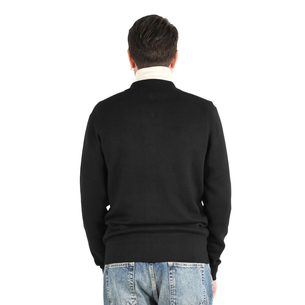 Camicia Maglia Nera con Bottoni e Tasche Frontali