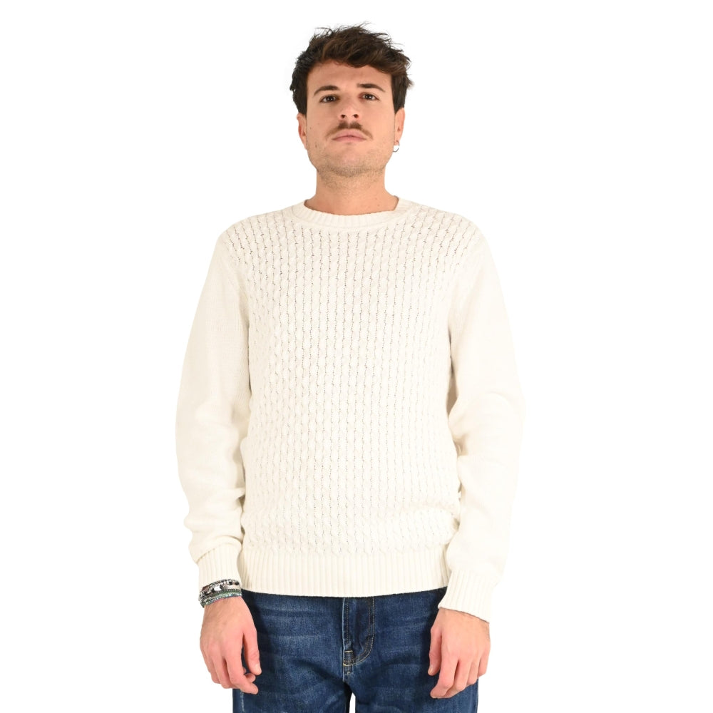 Maglione Latte Girocollo Intrecciato