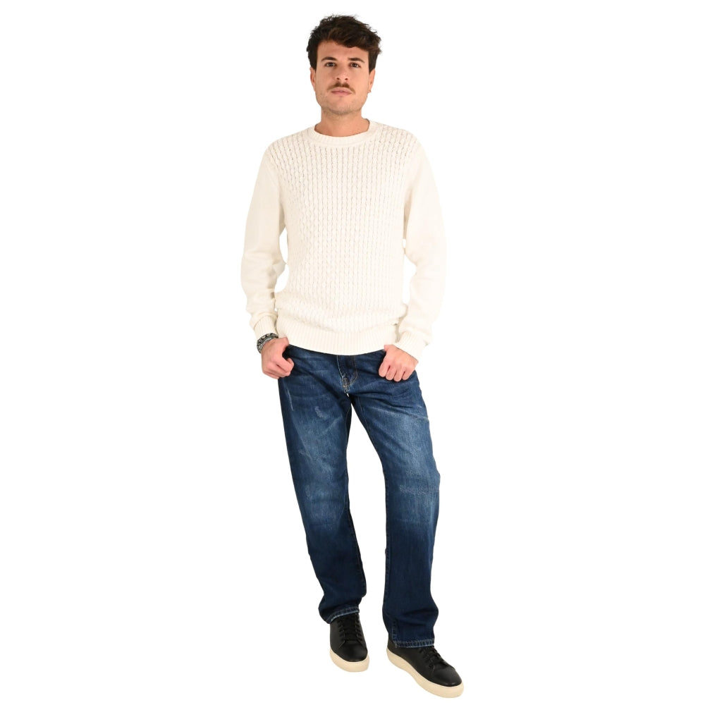 Maglione Latte Girocollo Intrecciato