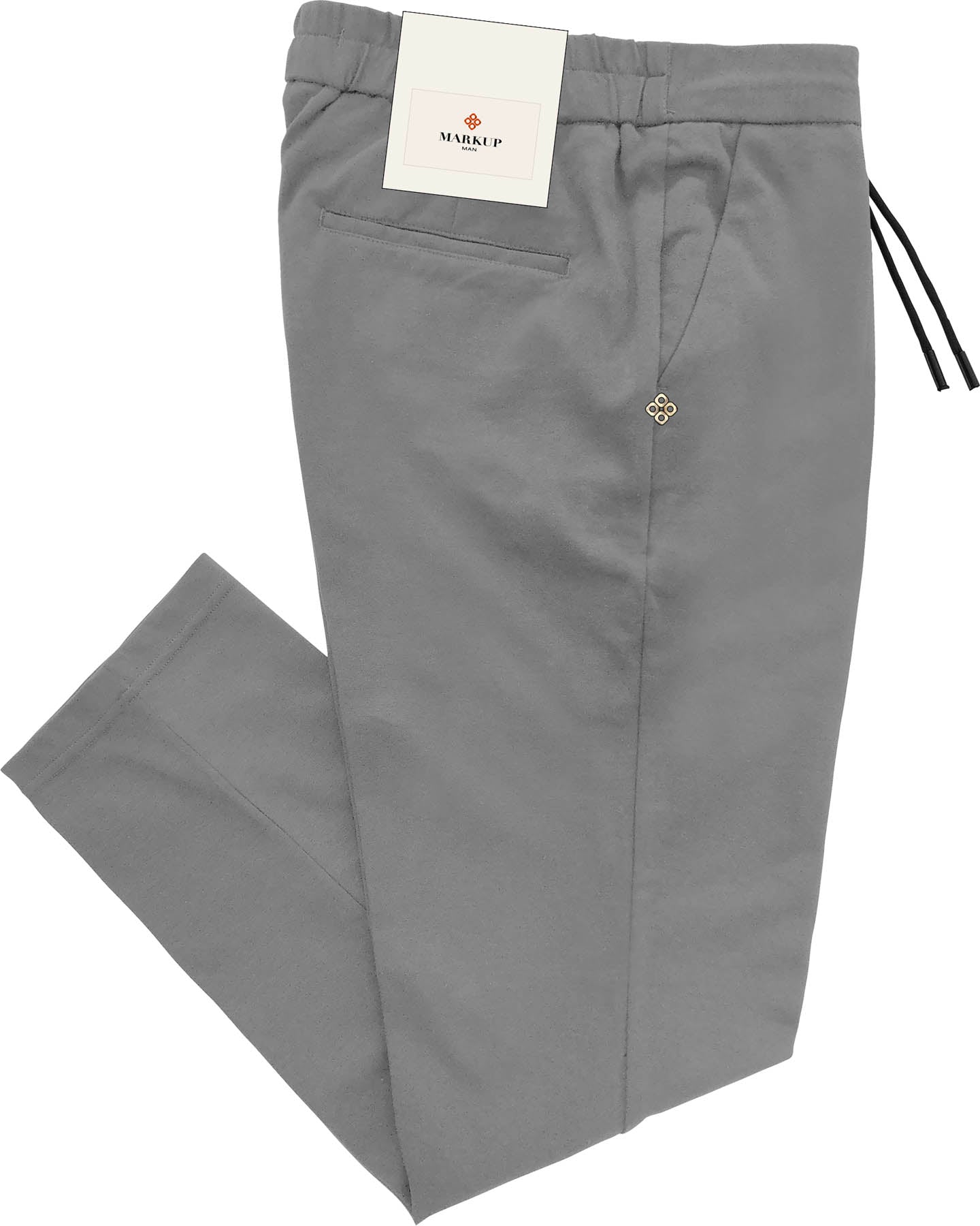 Pantalaccio Grigio Melange in Flanella con Vita Elasticizzata