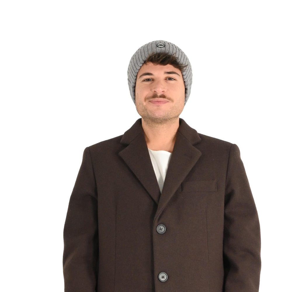 Cappello grigio melange in Maglia con logo Markup