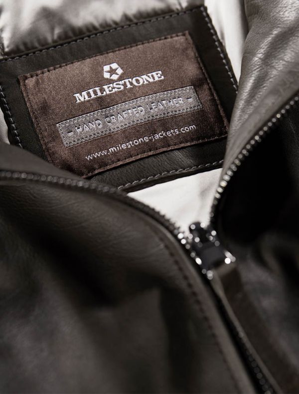 Giubbotto Bomber in Pelle "Halvar" moro in Nappa di Vitello