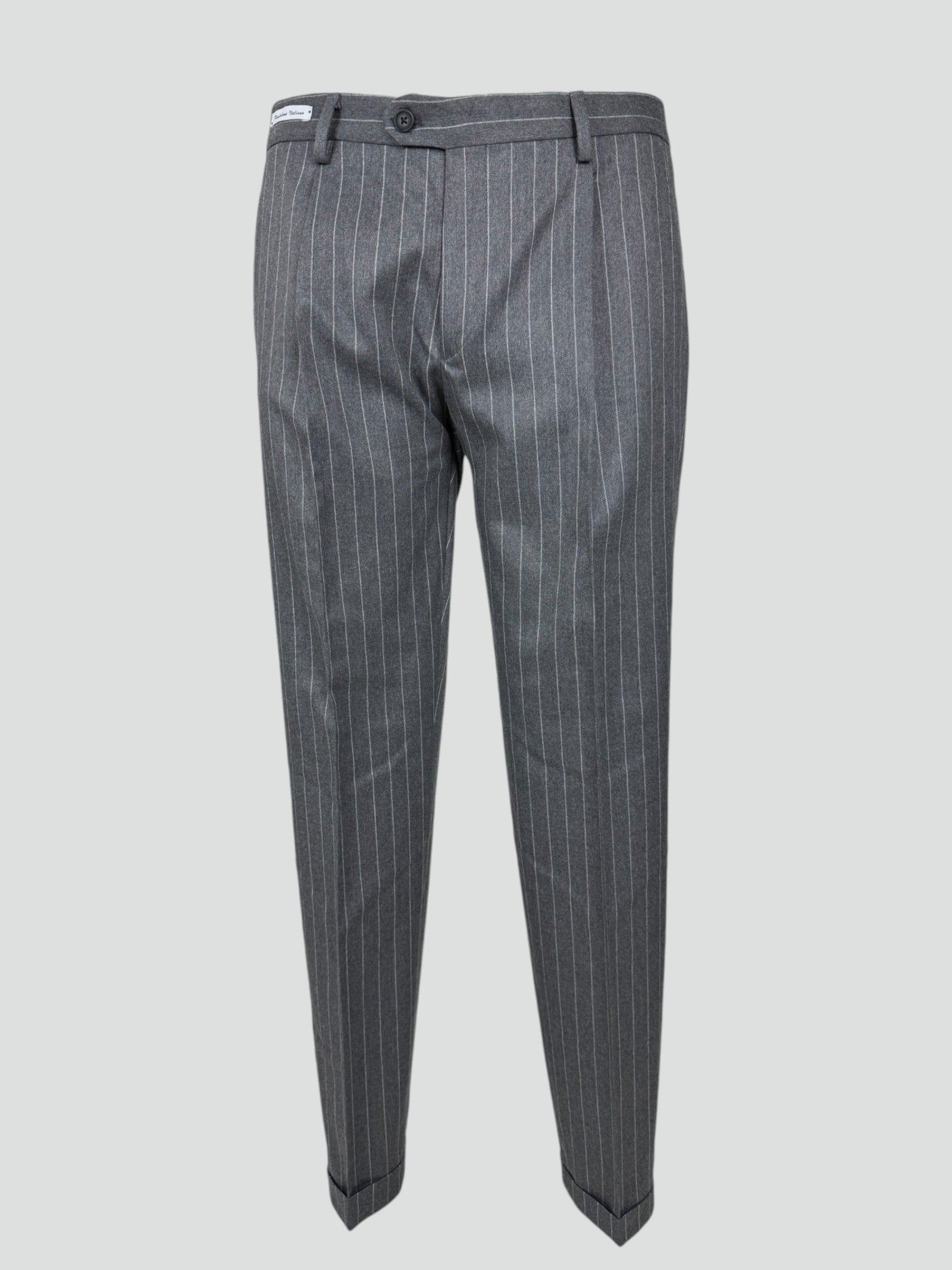 Pantalone Uomo Moro Gessato Grigio con Pinces e Tasche America