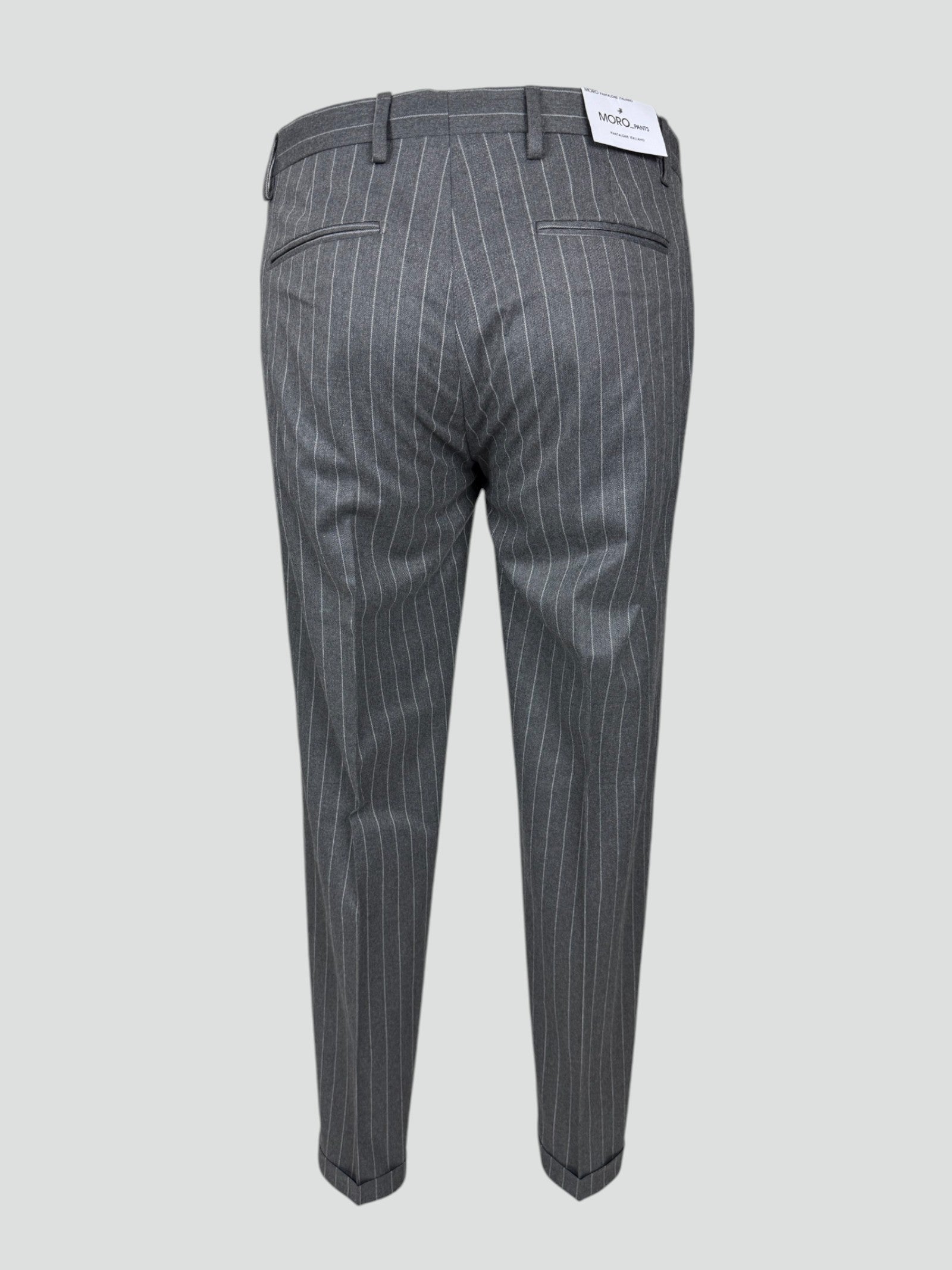 Pantalone Uomo Moro Gessato Grigio con Pinces e Tasche America