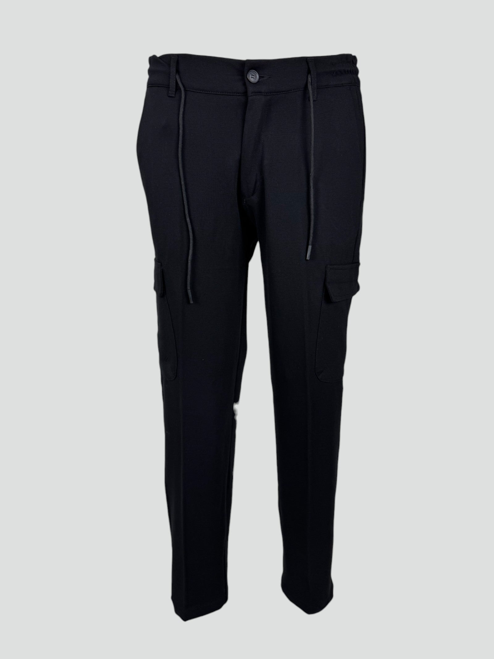 Pantalaccio Cargo Uomo Moro Nero con Coulisse e Tasche Laterali
