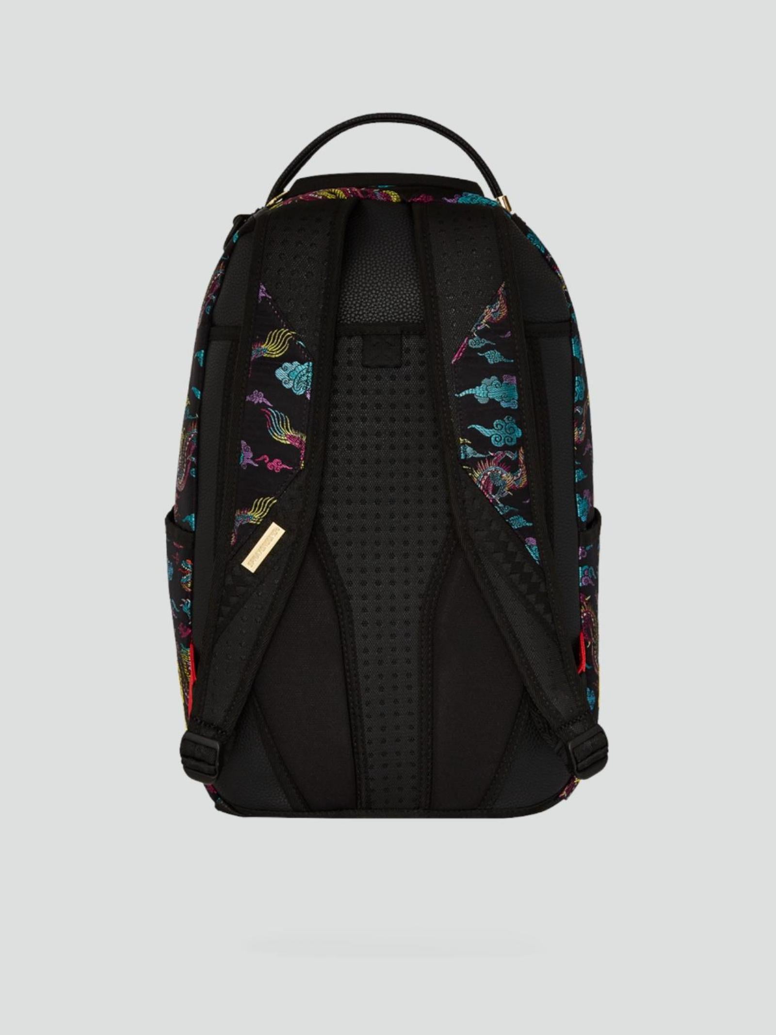 Zaino Shark "Embroidered Dragons" Nero con Ricami Multicolor