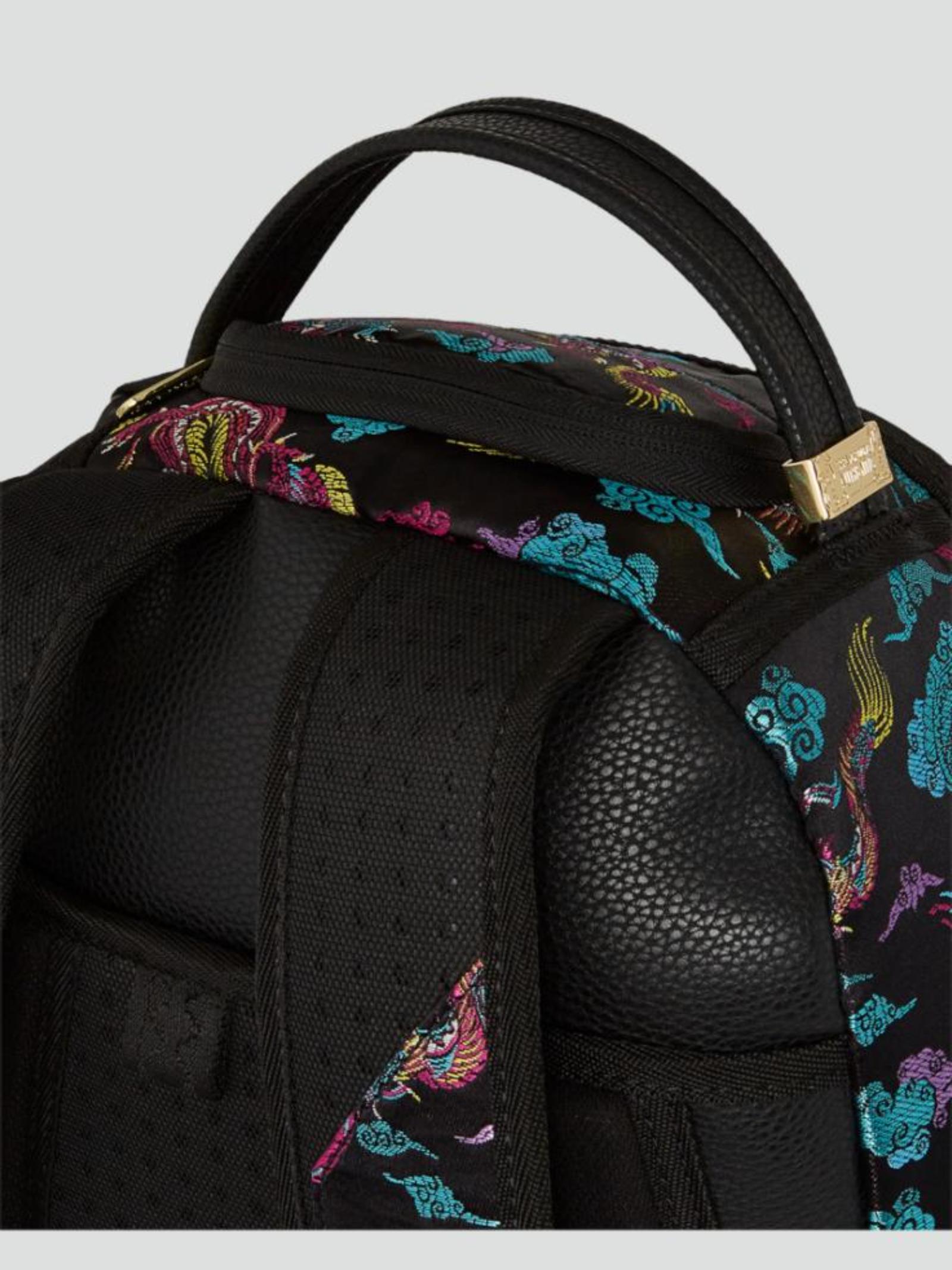 Zaino Shark "Embroidered Dragons" Nero con Ricami Multicolor