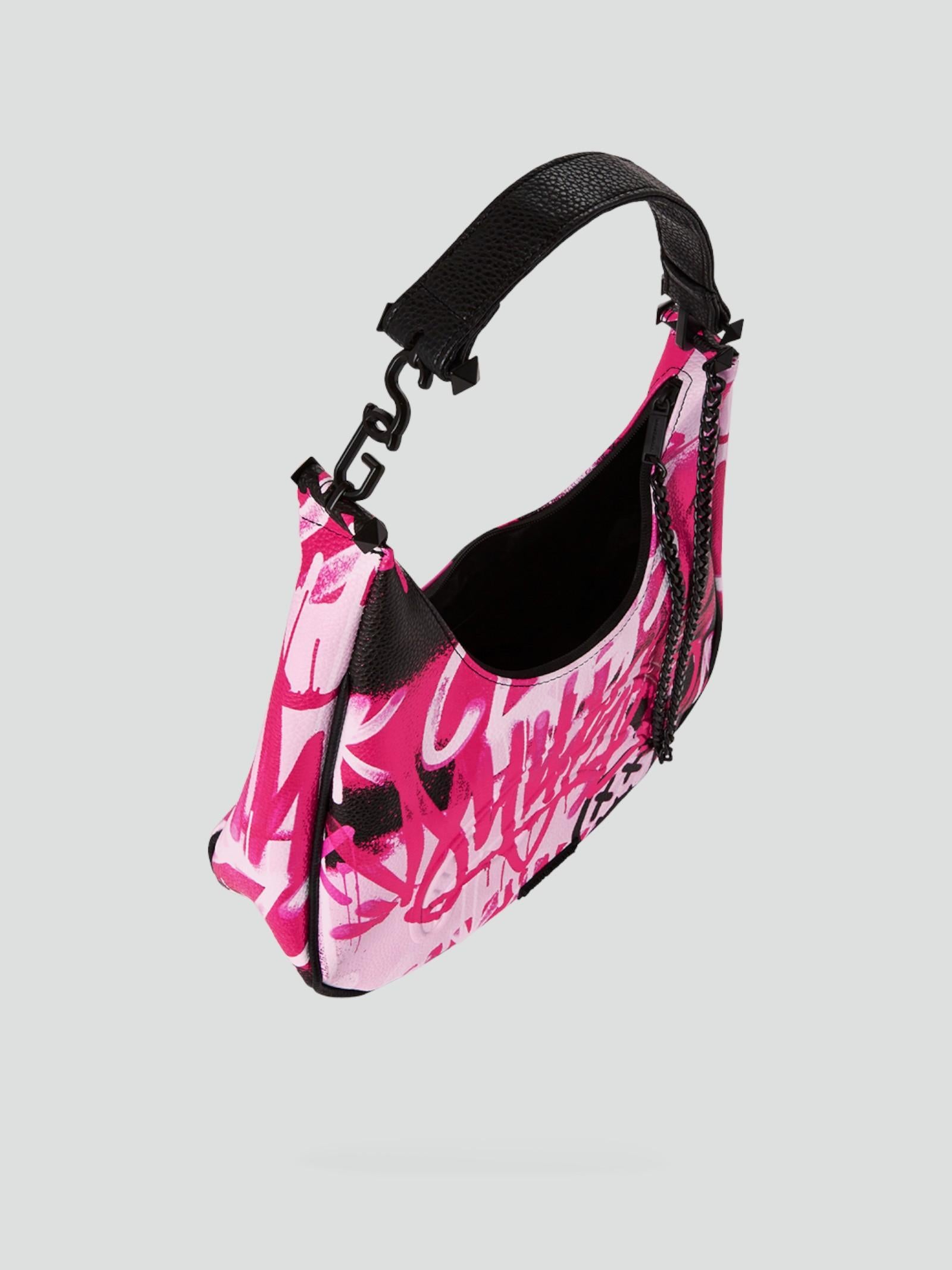 Borsa a Spalla "Pink Graff City Vice" con Stampa Graffiti Fucsia