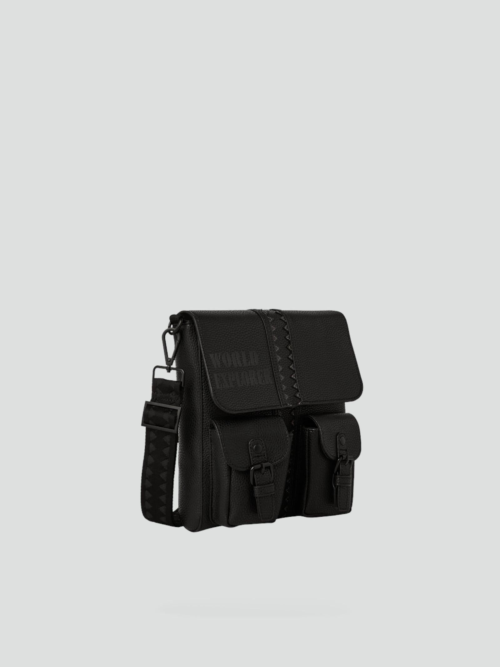 Borsa "Global Traveler" Nera in Ecopelle con Tasche Frontali