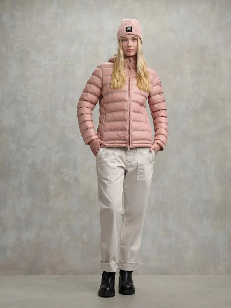 Piumino"Ellis" in Nylon Trapuntato rosa con Imbottitura Repreve®