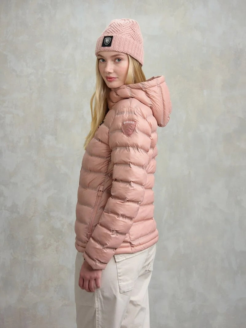 Piumino"Ellis" in Nylon Trapuntato rosa con Imbottitura Repreve®