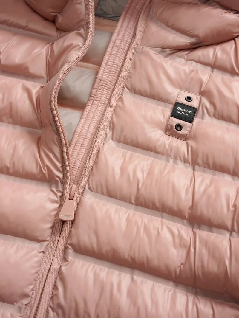 Piumino"Ellis" in Nylon Trapuntato rosa con Imbottitura Repreve®