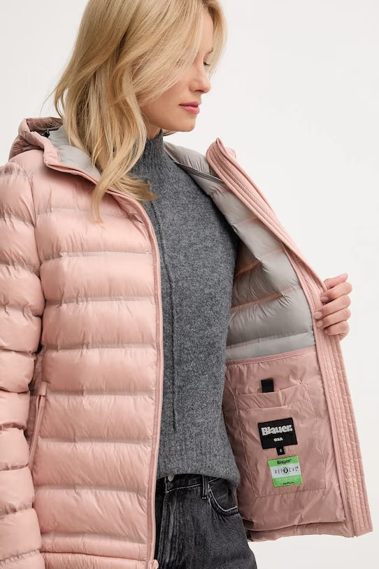 Piumino"Ellis" in Nylon Trapuntato rosa con Imbottitura Repreve®