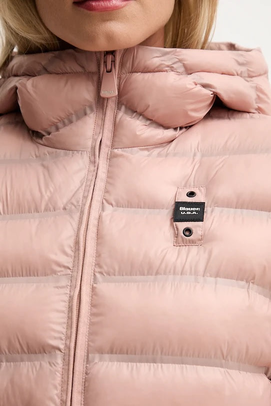 Piumino"Ellis" in Nylon Trapuntato rosa con Imbottitura Repreve®