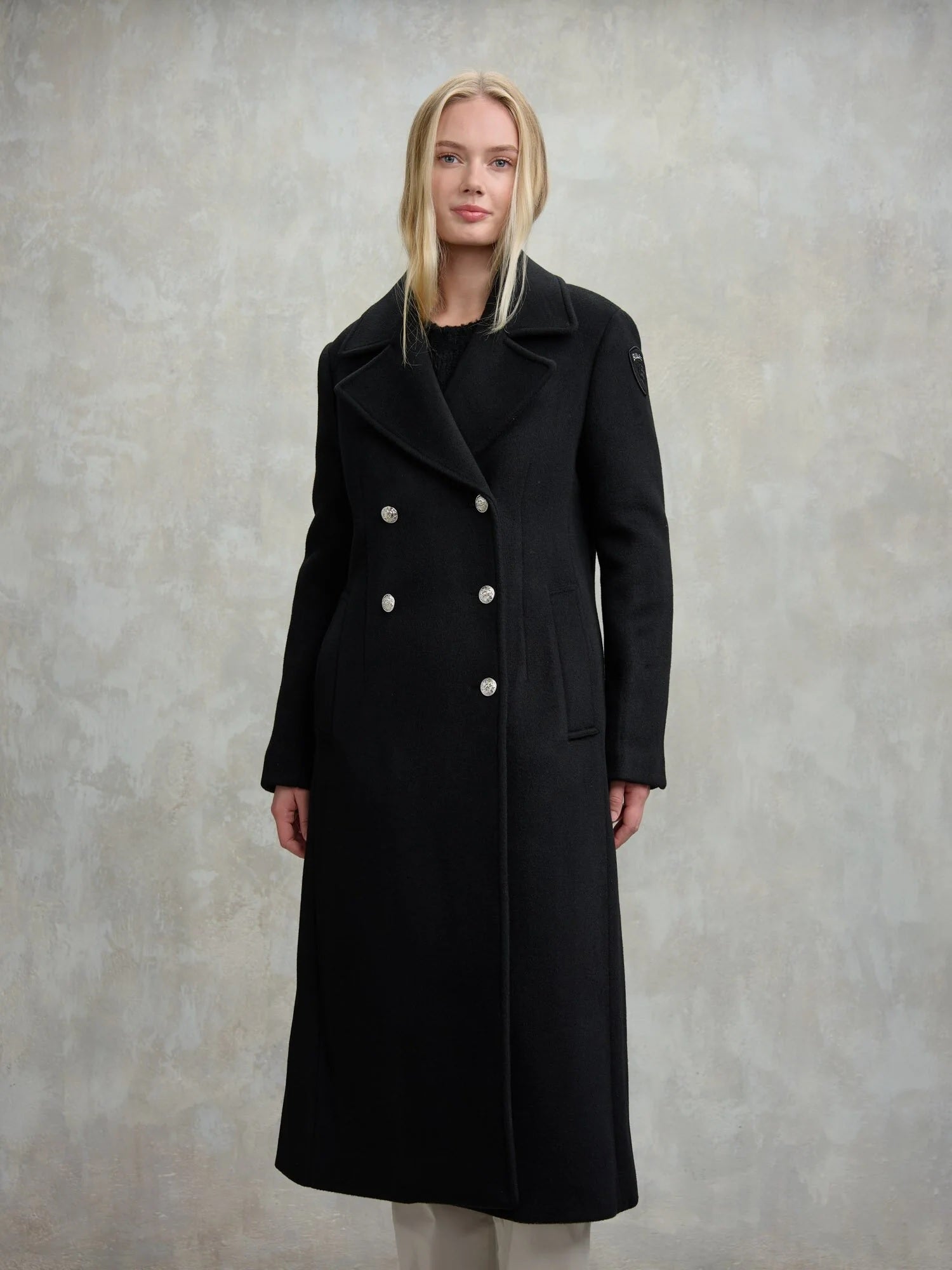 Cappotto "Charlotte" Nero Doppiopetto in Lana con Revers Classico