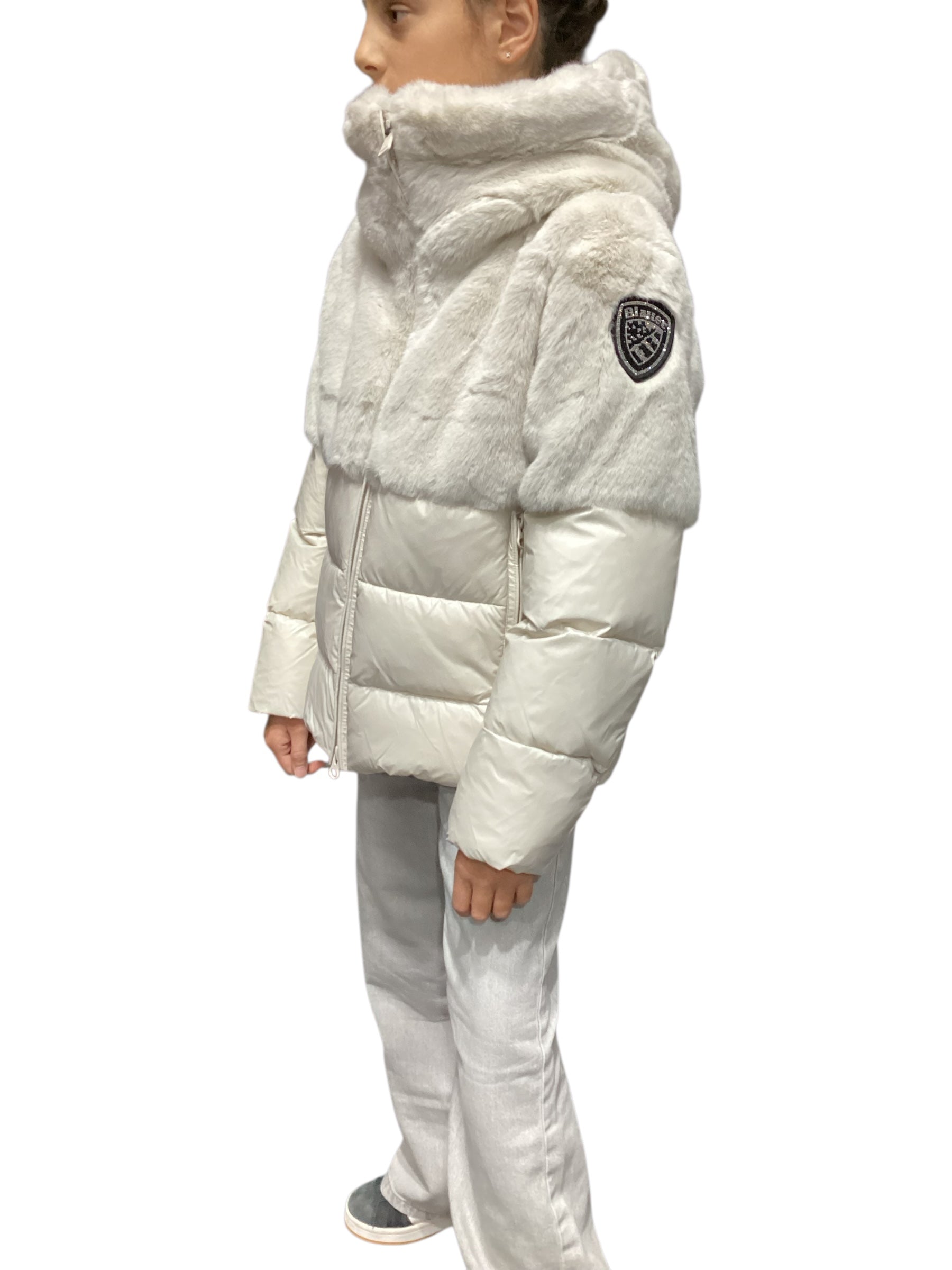 Piumino Bambina grigio mattino "Fanevil Junior" con eco-pelliccia