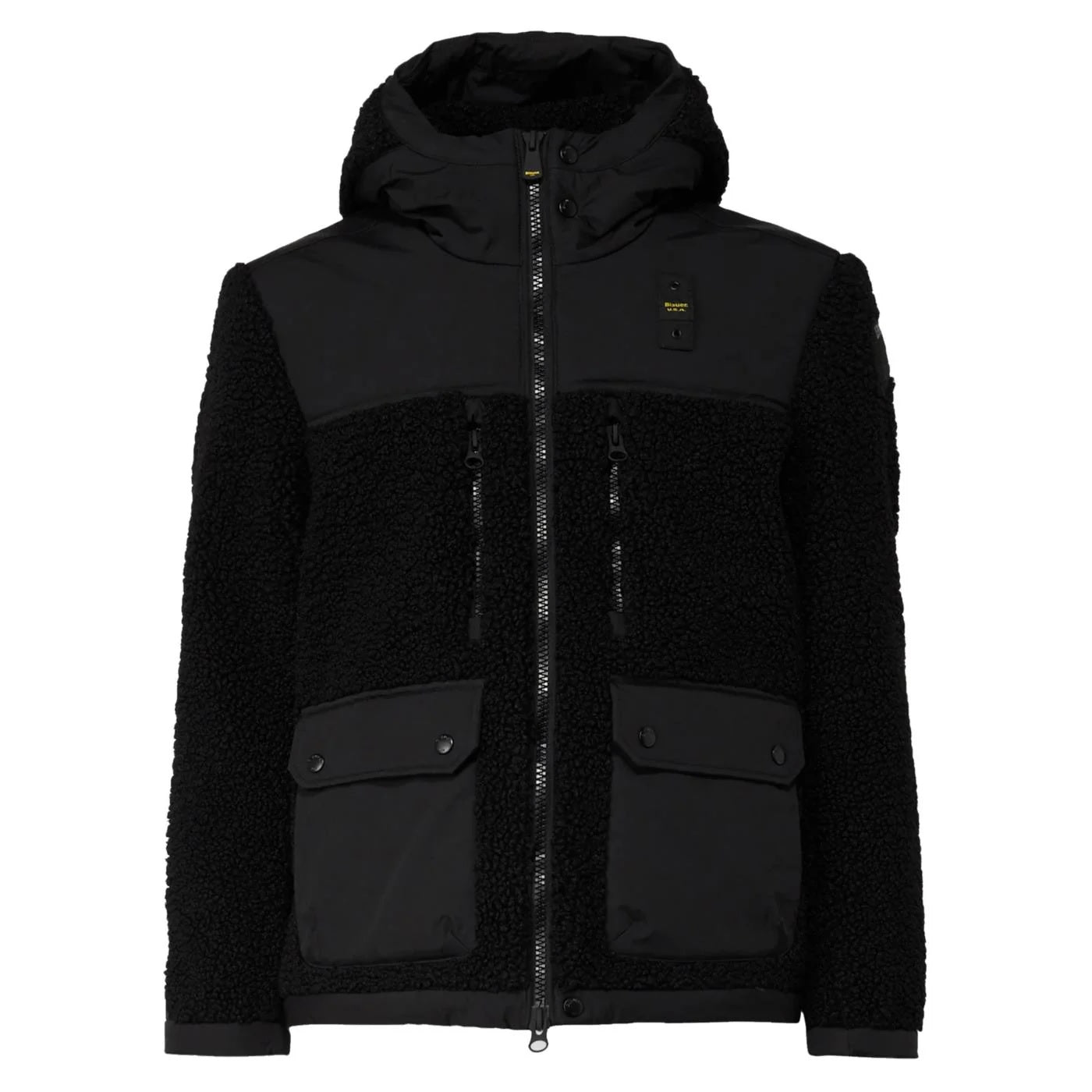 Piumino uomo "Wilcock" Nero con Cappuccio e Tasche Multiple