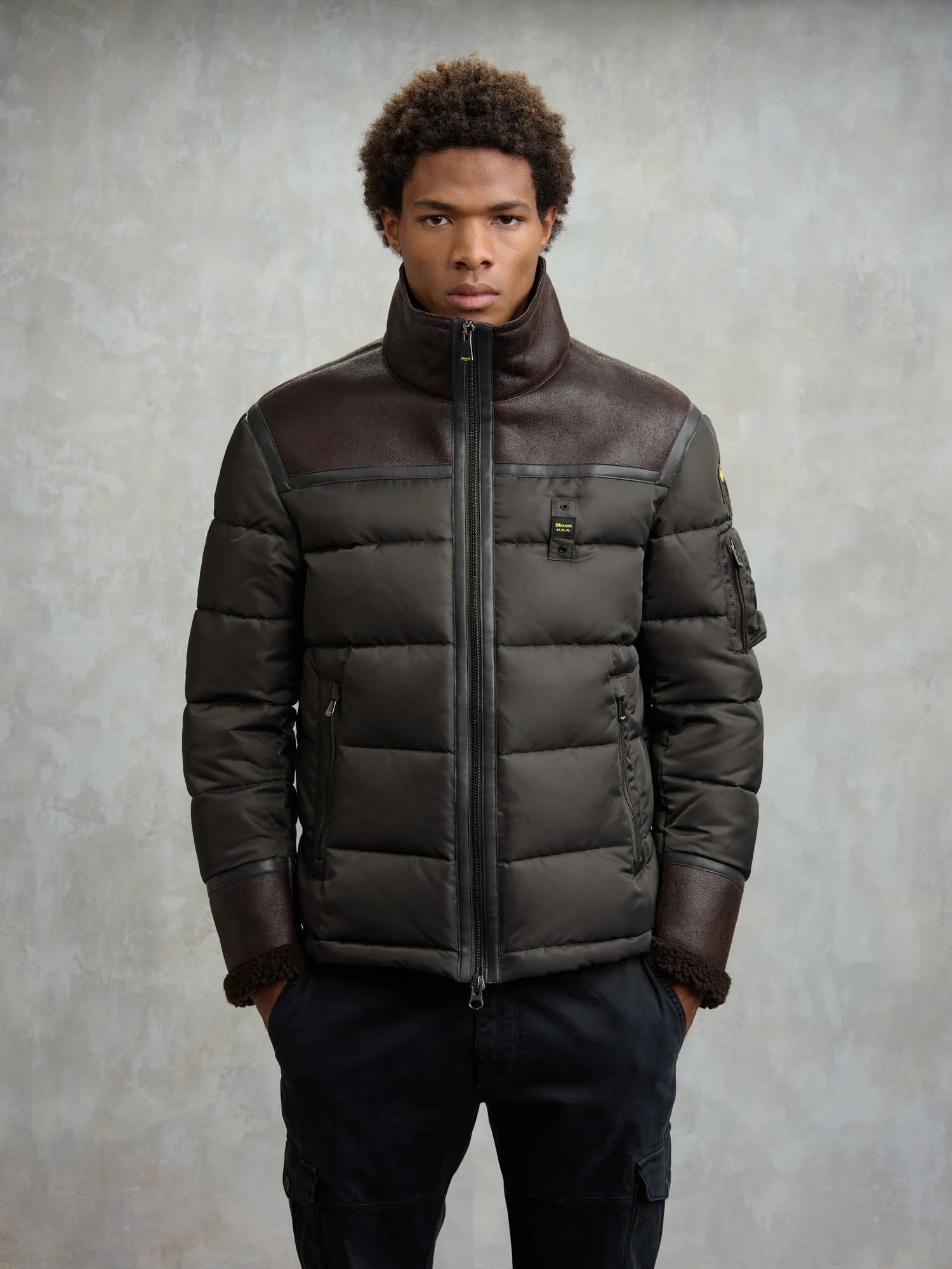 Piumino "Organ" Nero Oliva Regular Fit con Zip e Tasche Multiple