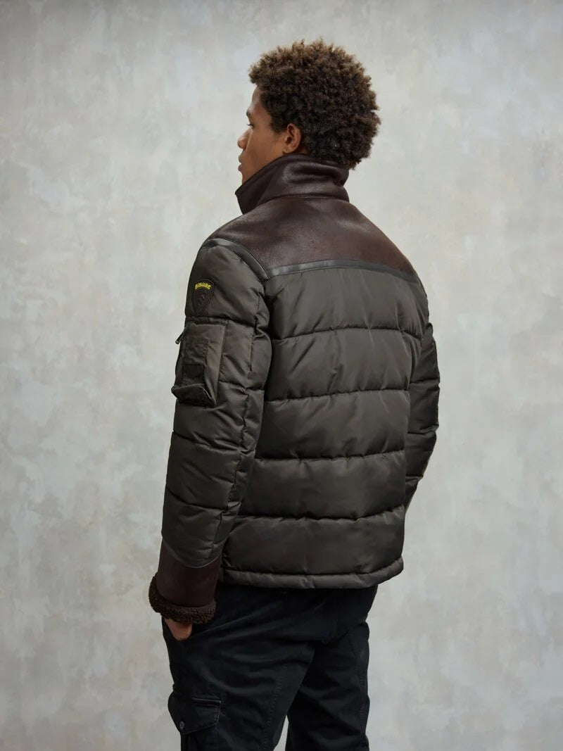 Piumino "Organ" Nero Oliva Regular Fit con Zip e Tasche Multiple