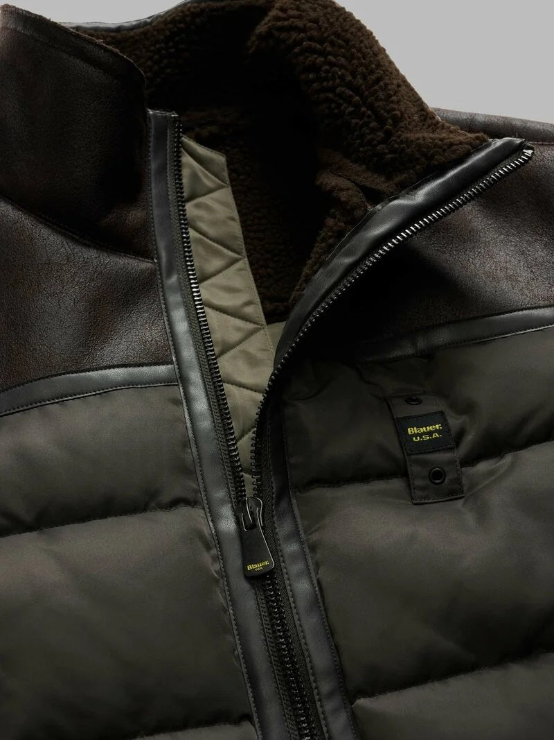 Piumino "Organ" Nero Oliva Regular Fit con Zip e Tasche Multiple