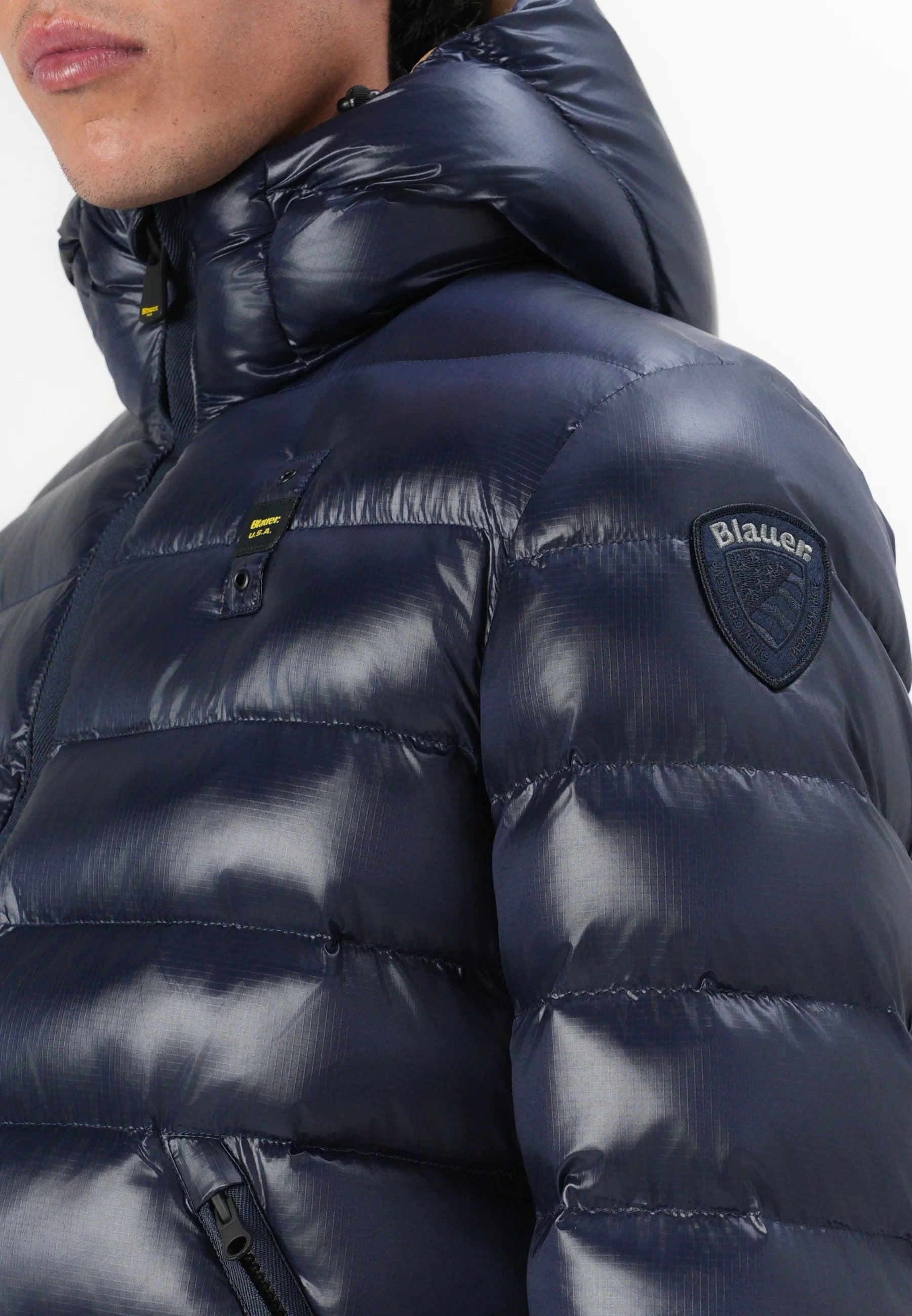 Piumino "Adams" Blu con Interno tabacco in Nylon Eco