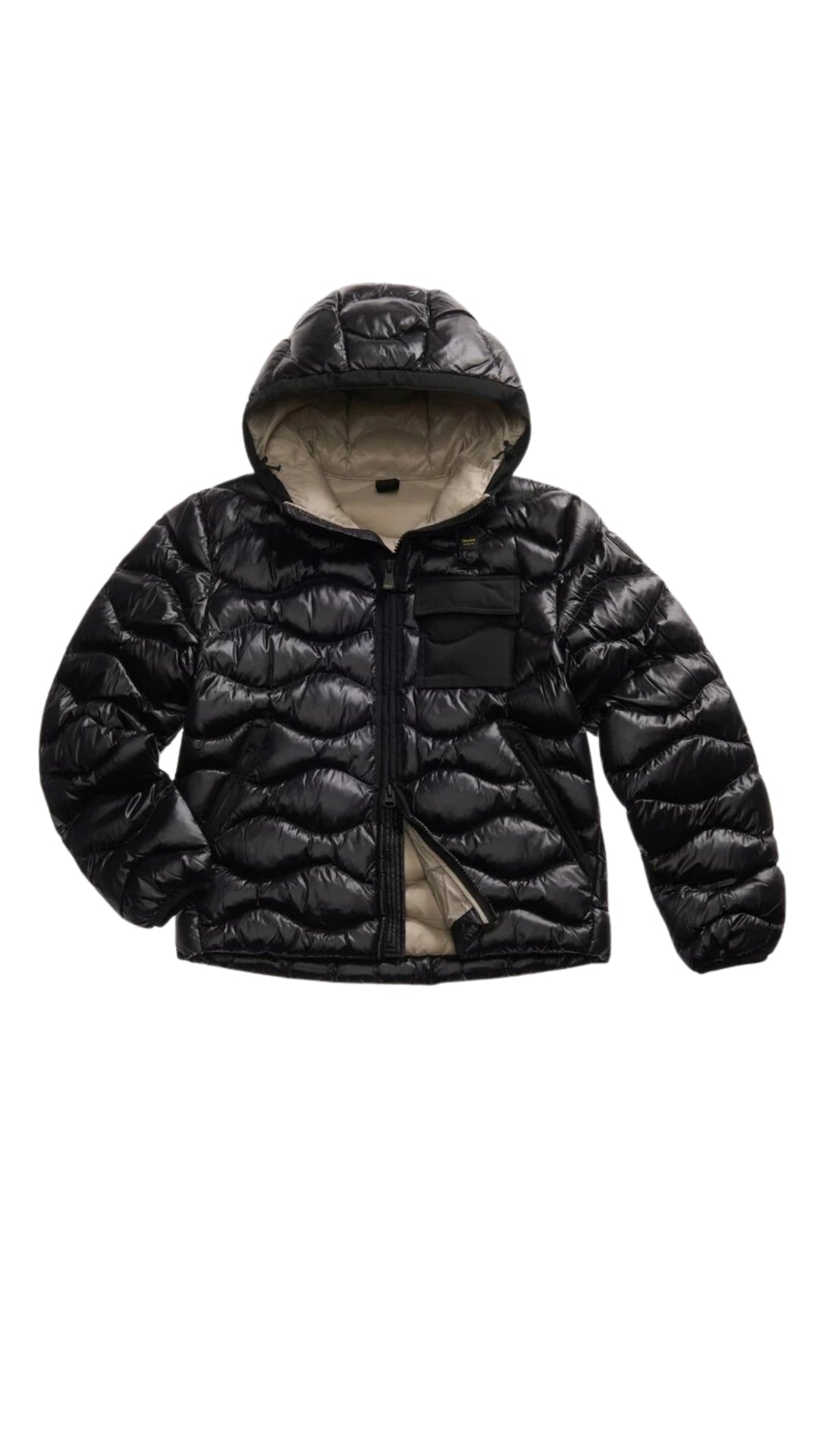 Piumino "Bryant" Nero con Interno Beige e Tasca sul Petto