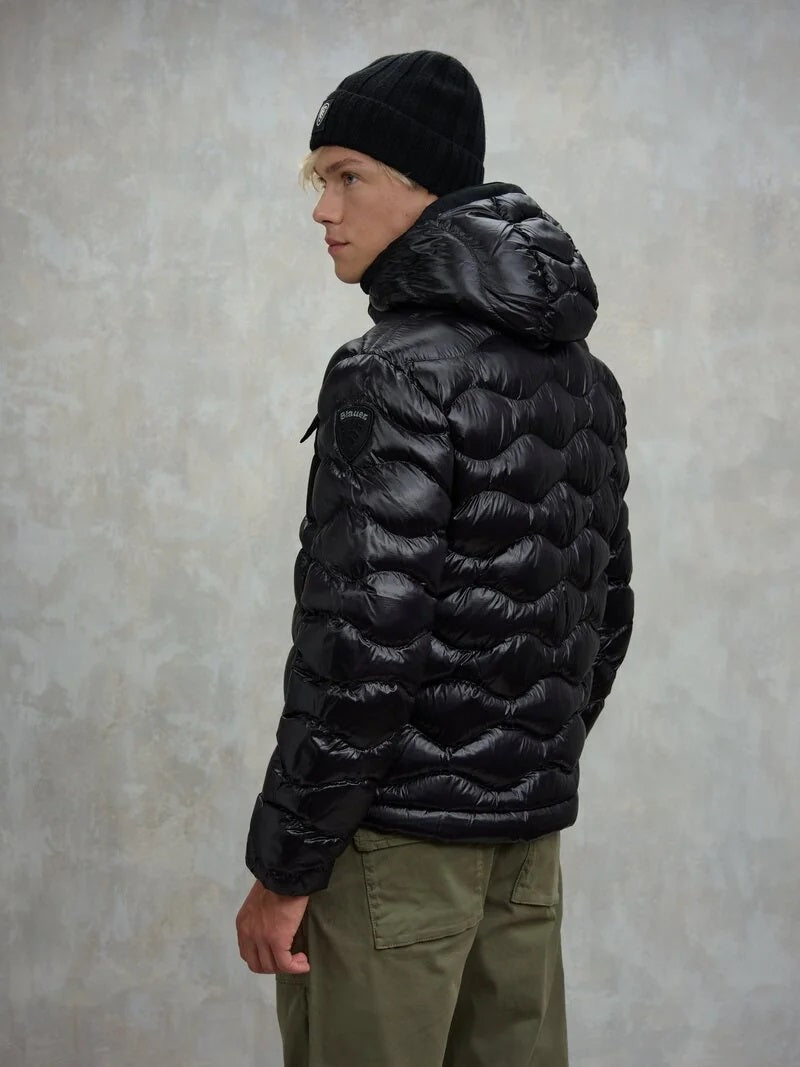 Piumino "Bryant" Nero con Interno Beige e Tasca sul Petto