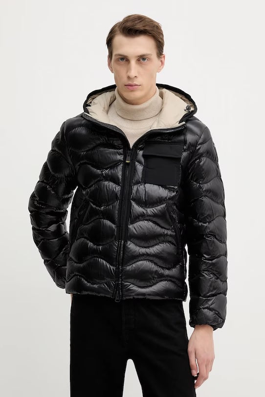 Piumino "Bryant" Nero con Interno Beige e Tasca sul Petto