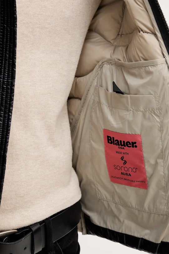 Piumino "Bryant" Nero con Interno Beige e Tasca sul Petto